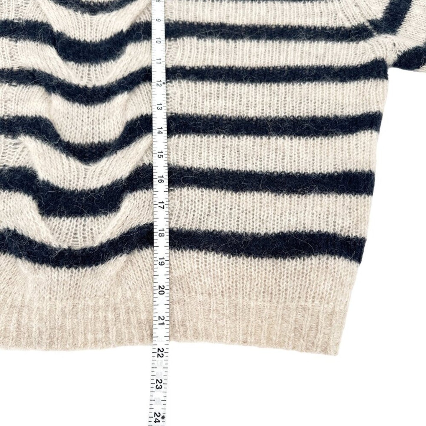 RAG & BONE Mia Striped Wool Alpaca Cable Sweater M