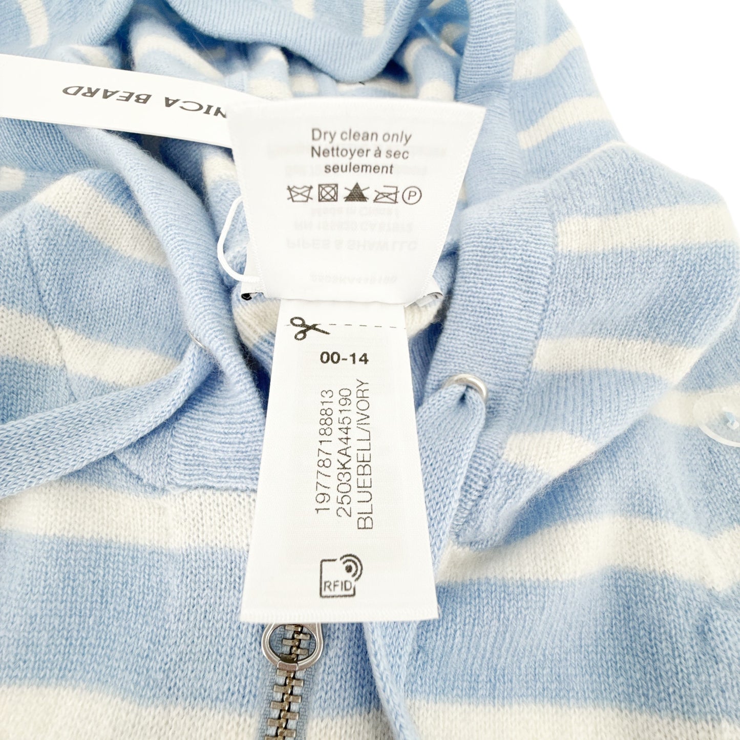 VERONICA BEARD Cashmere Hoodie Dickey in Bluebell/Ivory