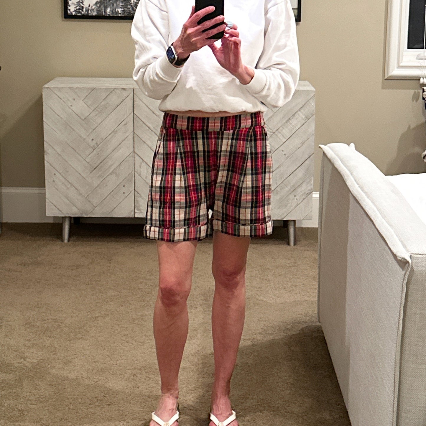 THE GREAT. The Square Pajama Short. In Winter Cabin Plaid 0|XS