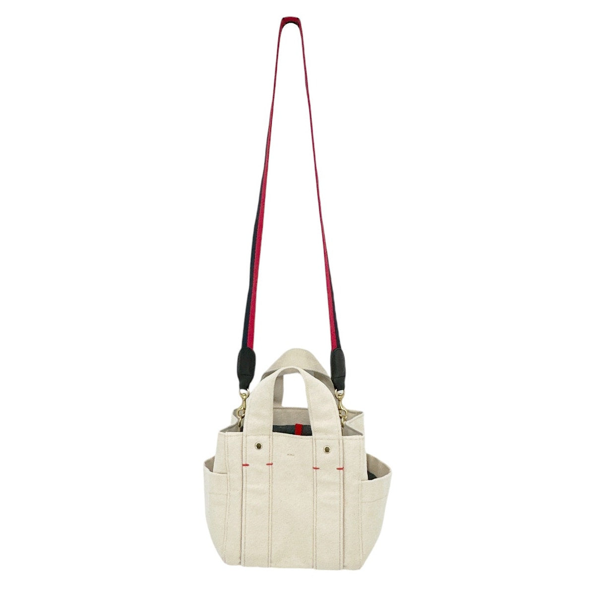 CLARE V. Le Petit Box Tote in Natural Canvas with Crossbody Strap