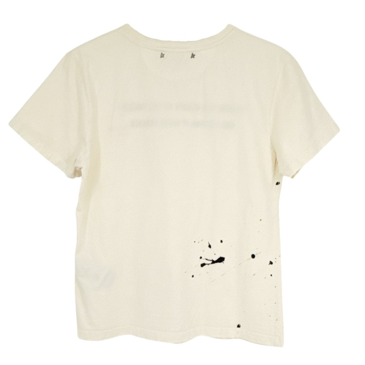 GOLDEN GOOSE Aged White Cotton Tee with Print & Embroidery M