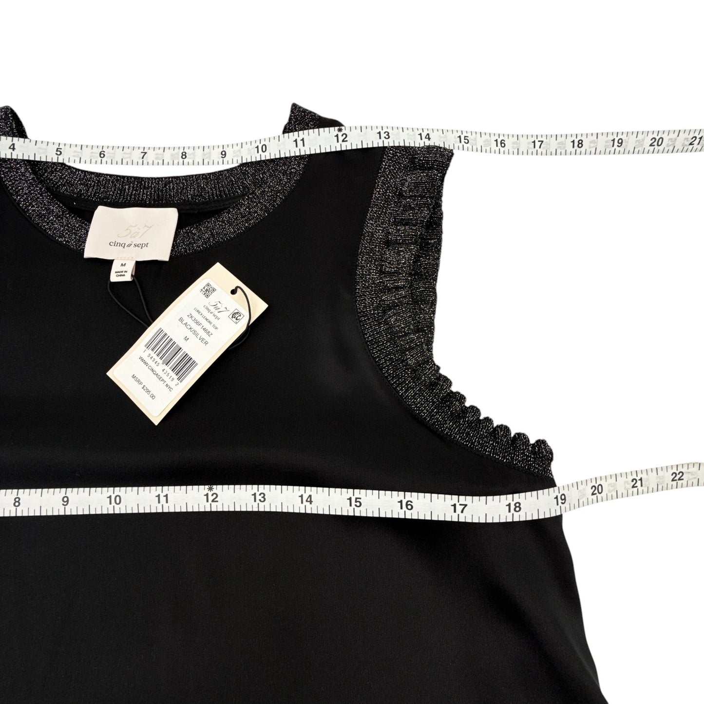 CINQ a SEPT Lurex Lenore Top in Black & Silver M