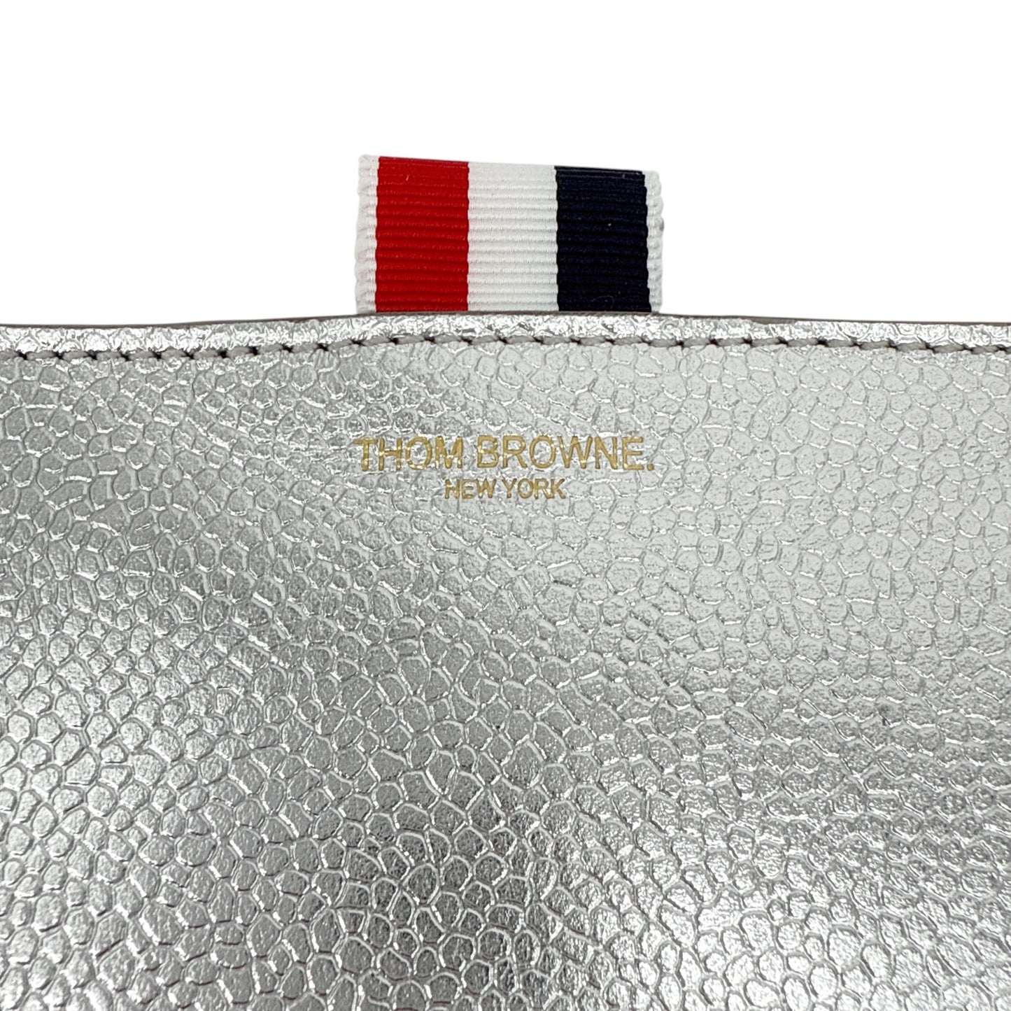 THOM BROWNE Diagonal Stripe Large Coin Wallet Clutch in Silver
