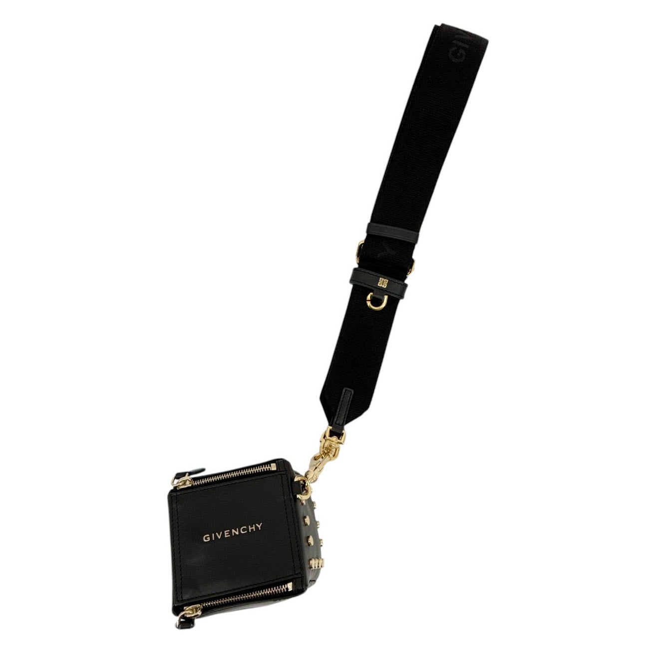 GIVENCHY Mini Pandora Cube Leather Pouch Bag with Crossbody Webbing Strap