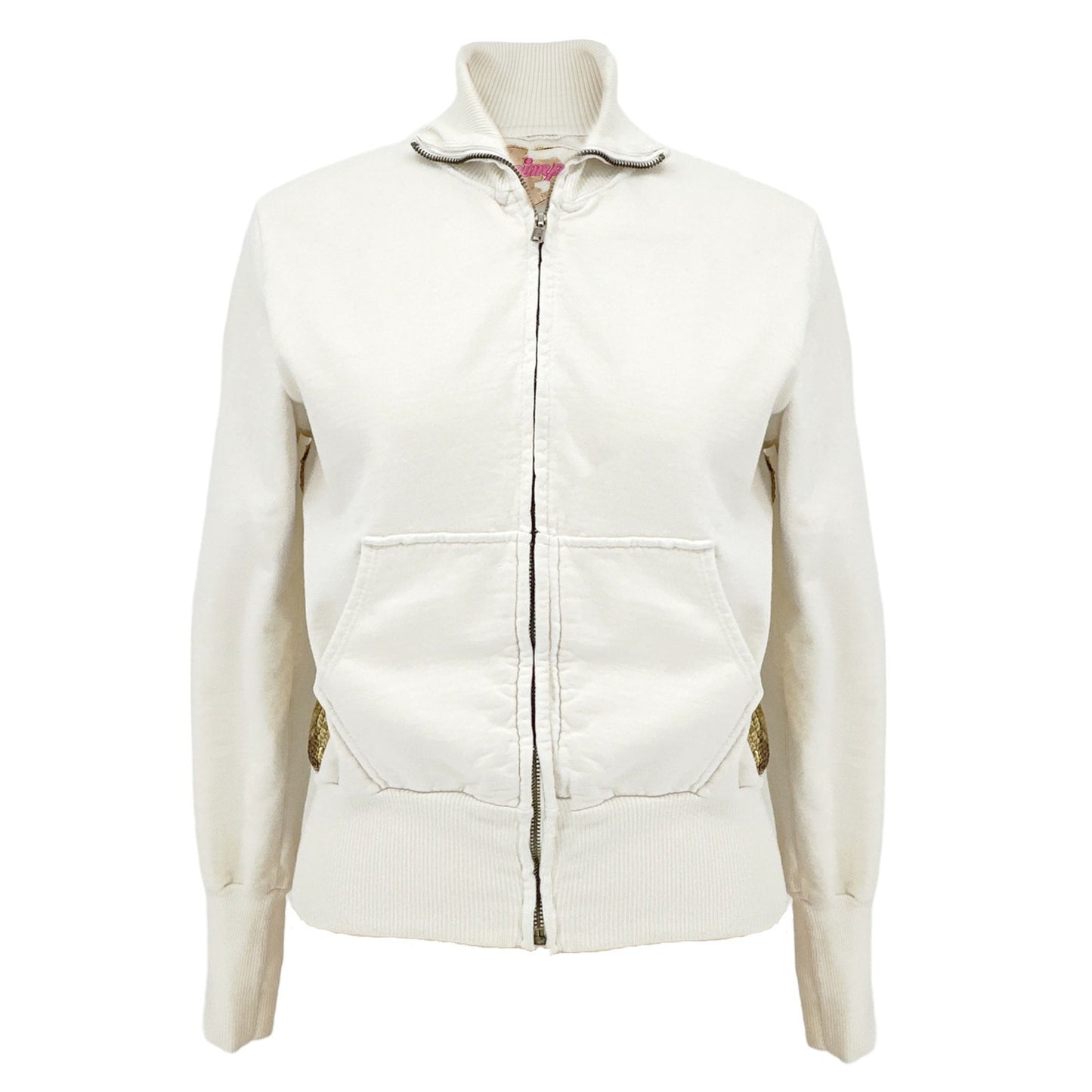 PRIMP Sequin Zip Sweatshirt in Cream & Gold S