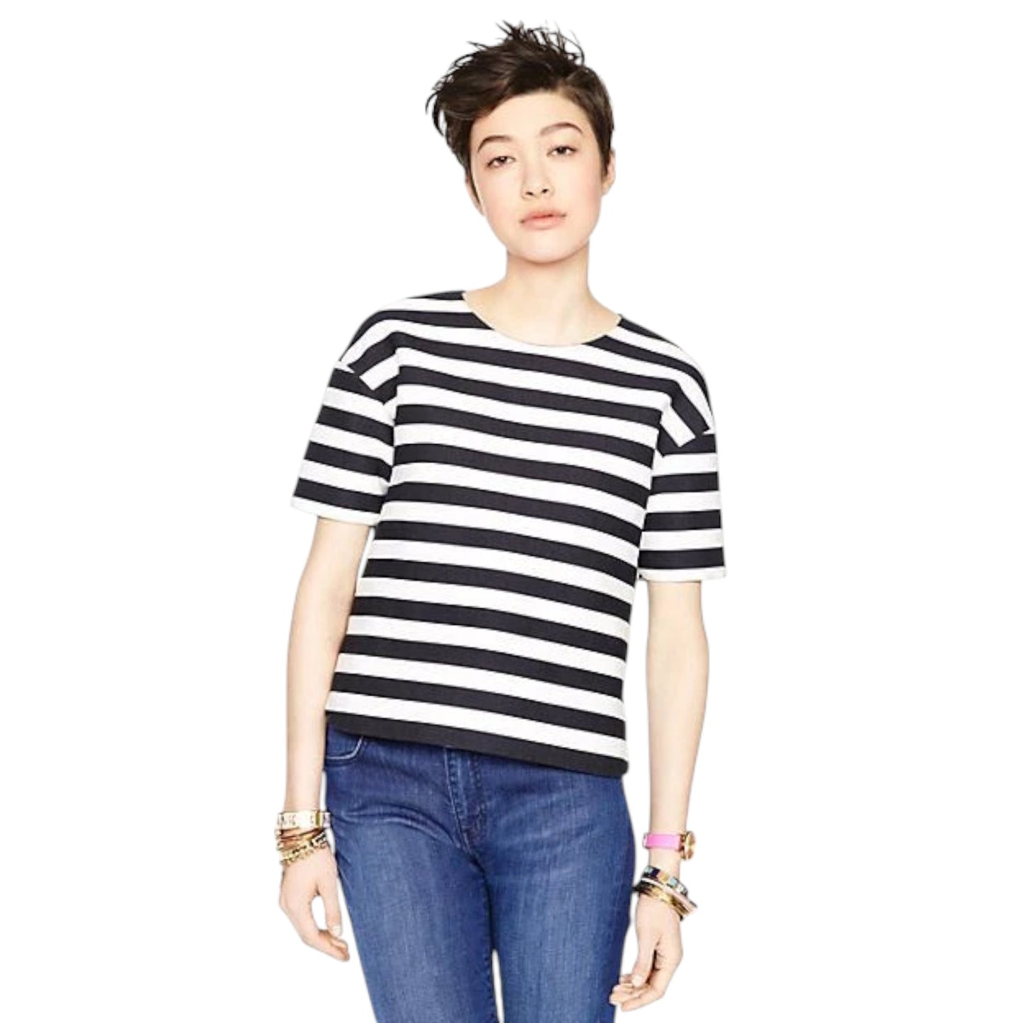 KATE SPADE Stripe Ramona Top in Black & Cream 4|S