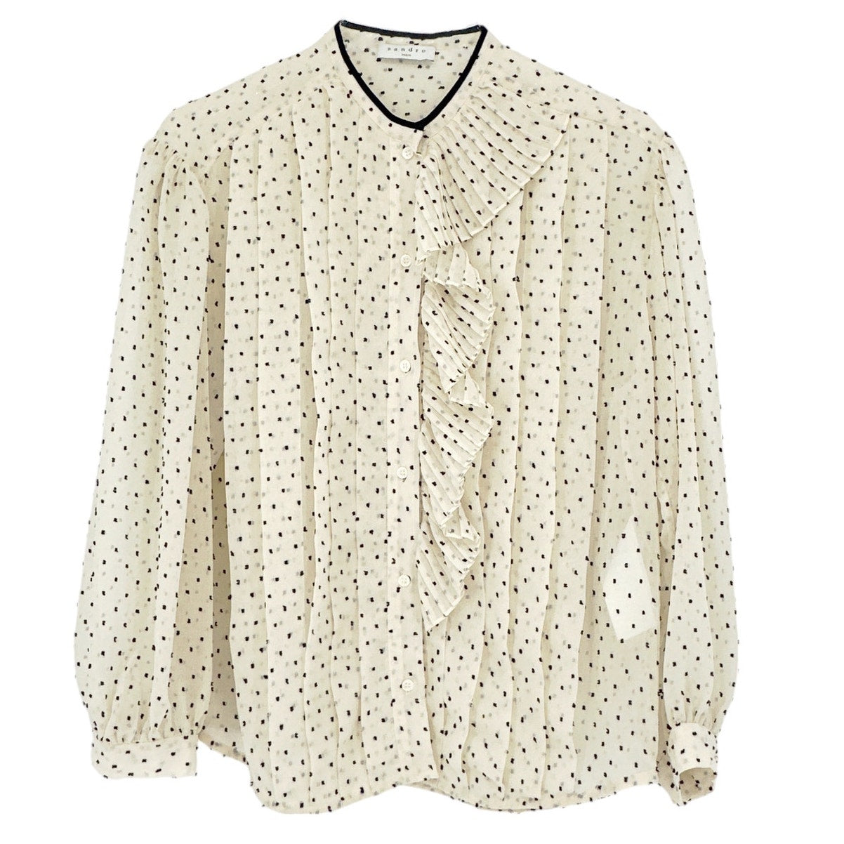 SANDRO Noelle Jabot Detail Swiss Dot Blouse 2|M