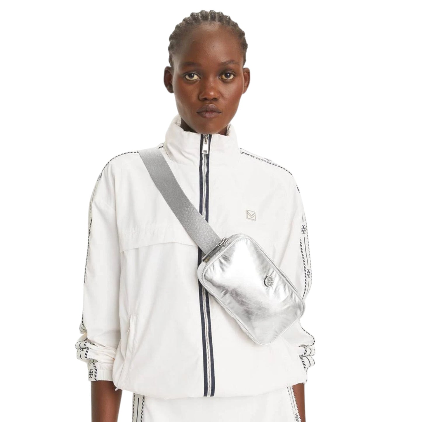 TORY BURCH Virginia Metallic Belt Bag in Silver