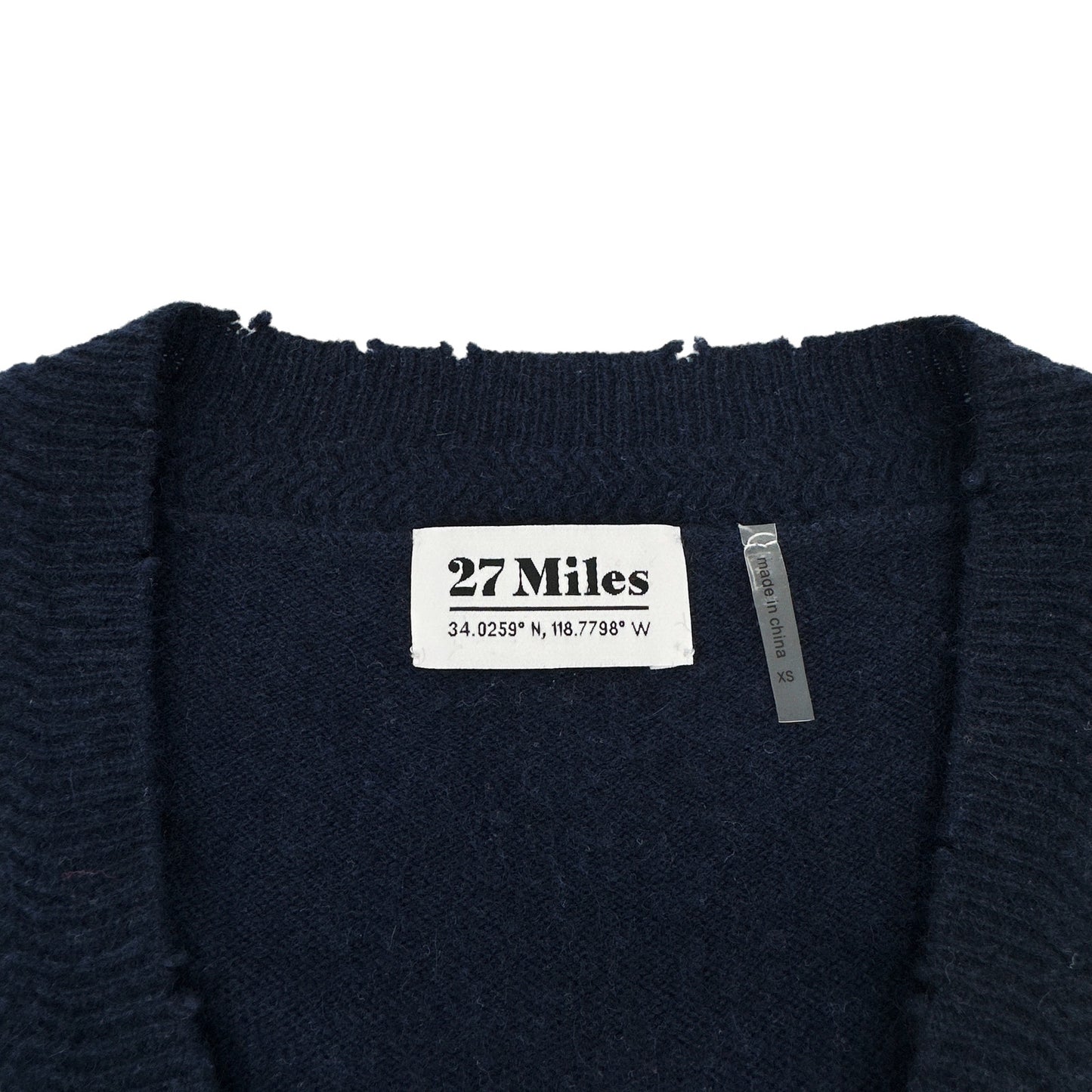 27 MILES Cashmere V-Neck Sweater Navy XS