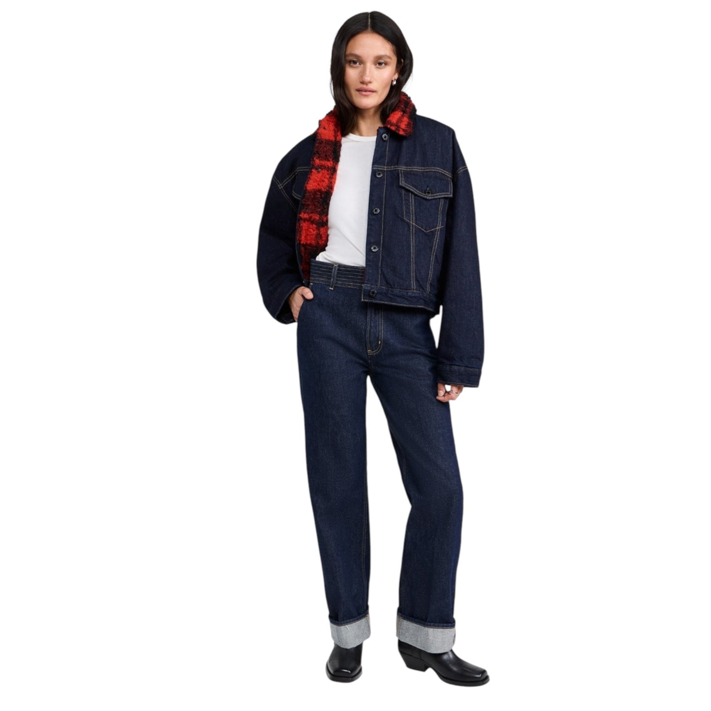 ASKK NY Nova Lined Jacket in Indigo Plaid 1|S