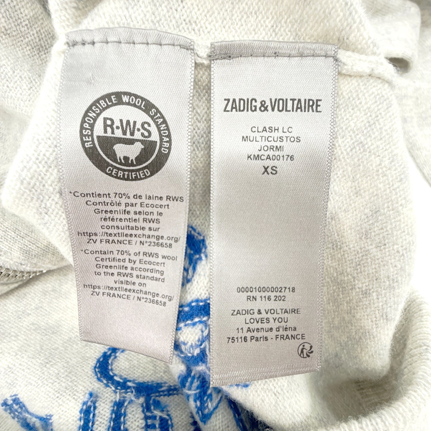ZADIG & VOLTAIRE Clash Jormi Cashmere Blend Cardigan Grey XS