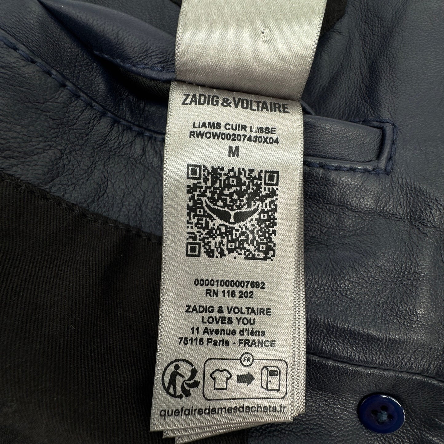 ZADIG & VOLTAIRE Liams Leather Jacket M