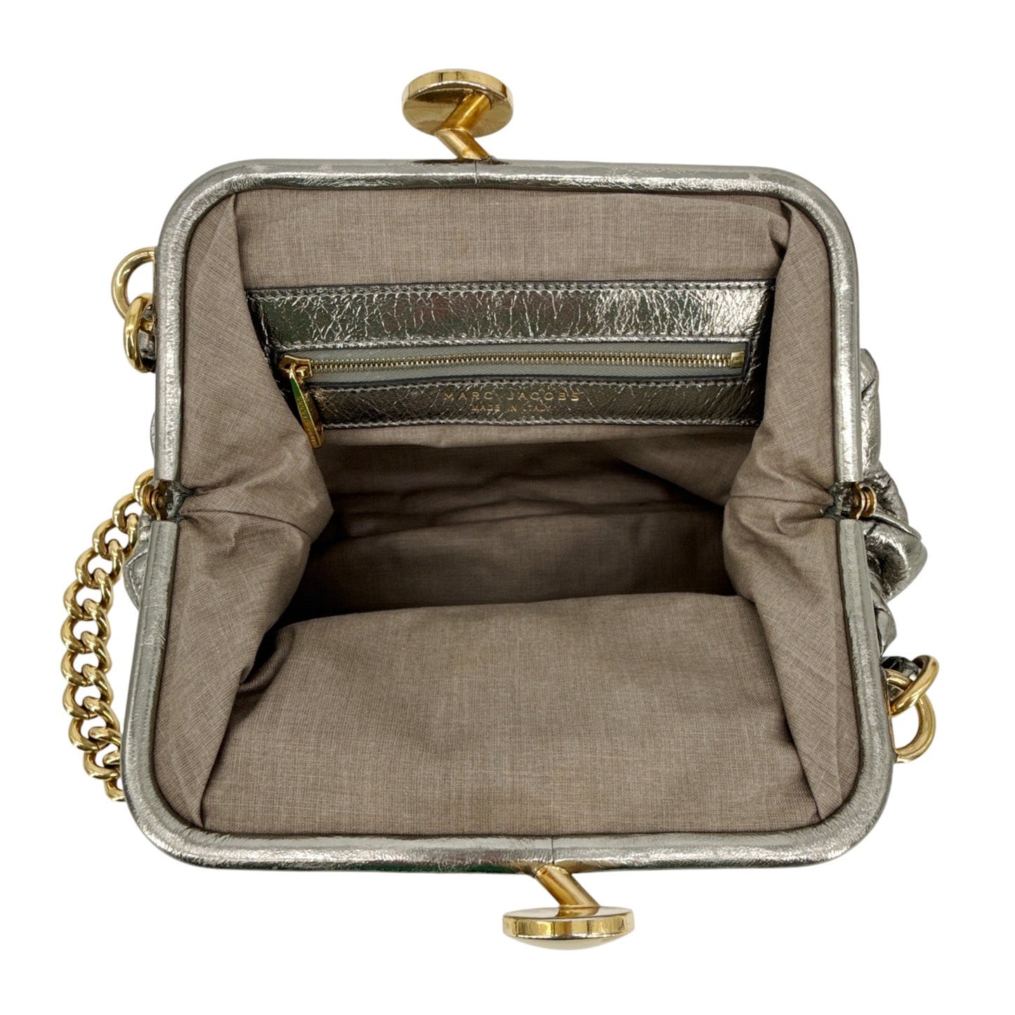 MARC JACOBS Collection Patchwork Metallic Leather Little Stam Bag in Silver
