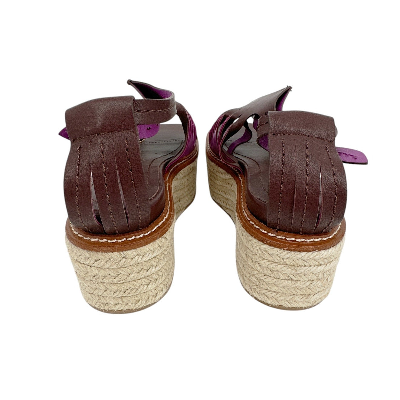 ULLA JOHNSON Valencia Twisted Contrast Flatform Espadrilles In Bitter Chocolate 37