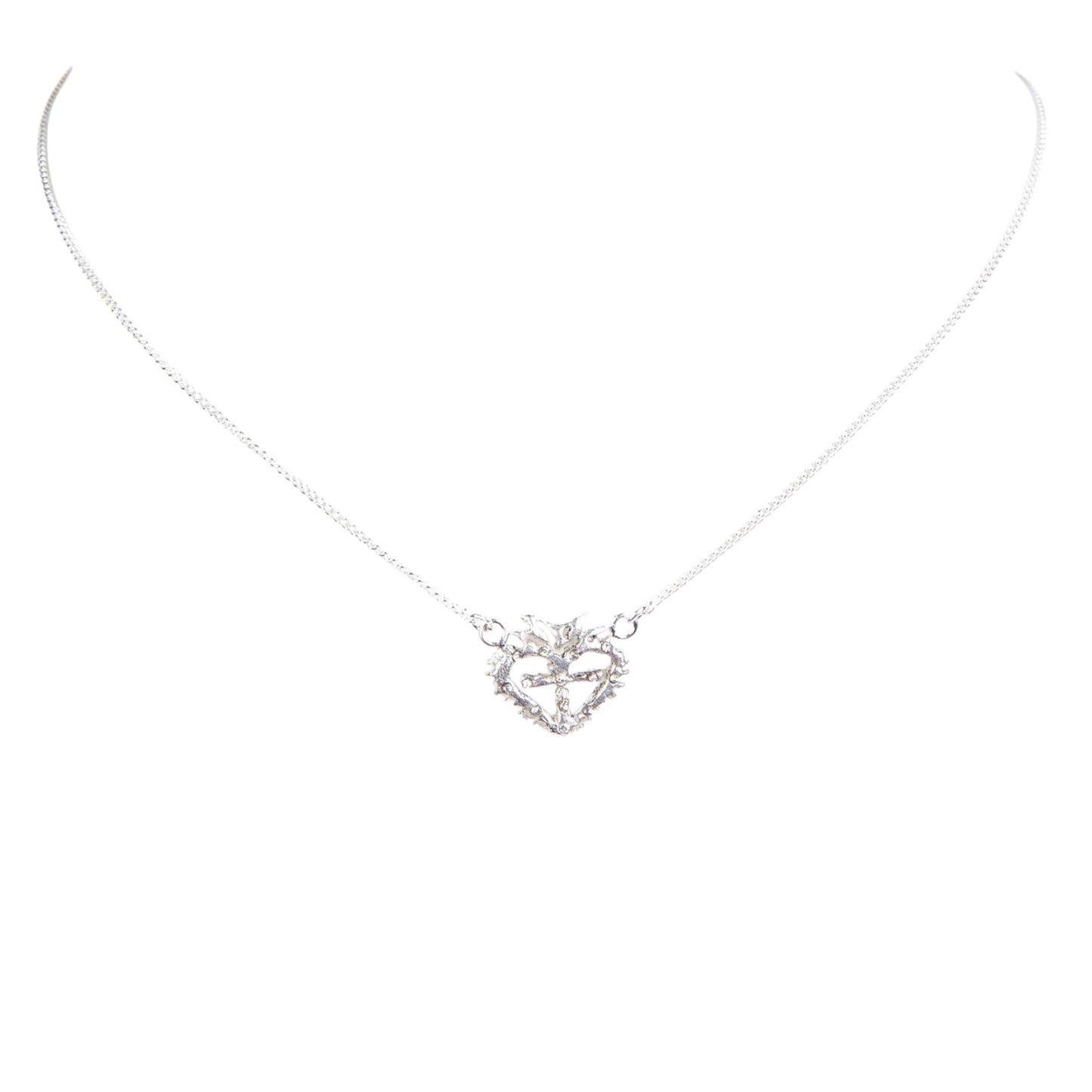 VIRGINS SAINTS & ANGELS VSA Queen of Hearts Petite Crystal Logo Necklace Silver