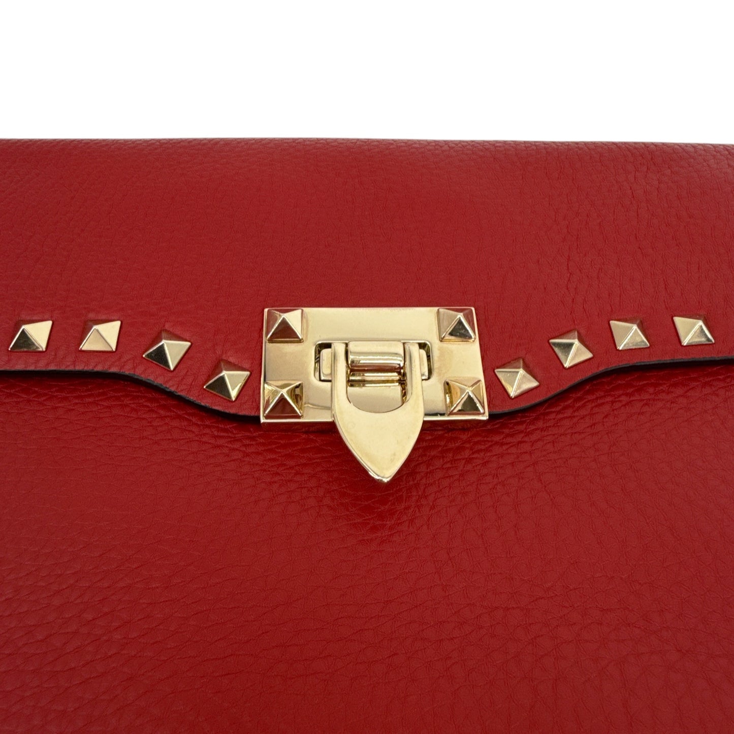 VALENTINO GARAVANI Rockstud Flip Lock Flap Bag Leather in Red