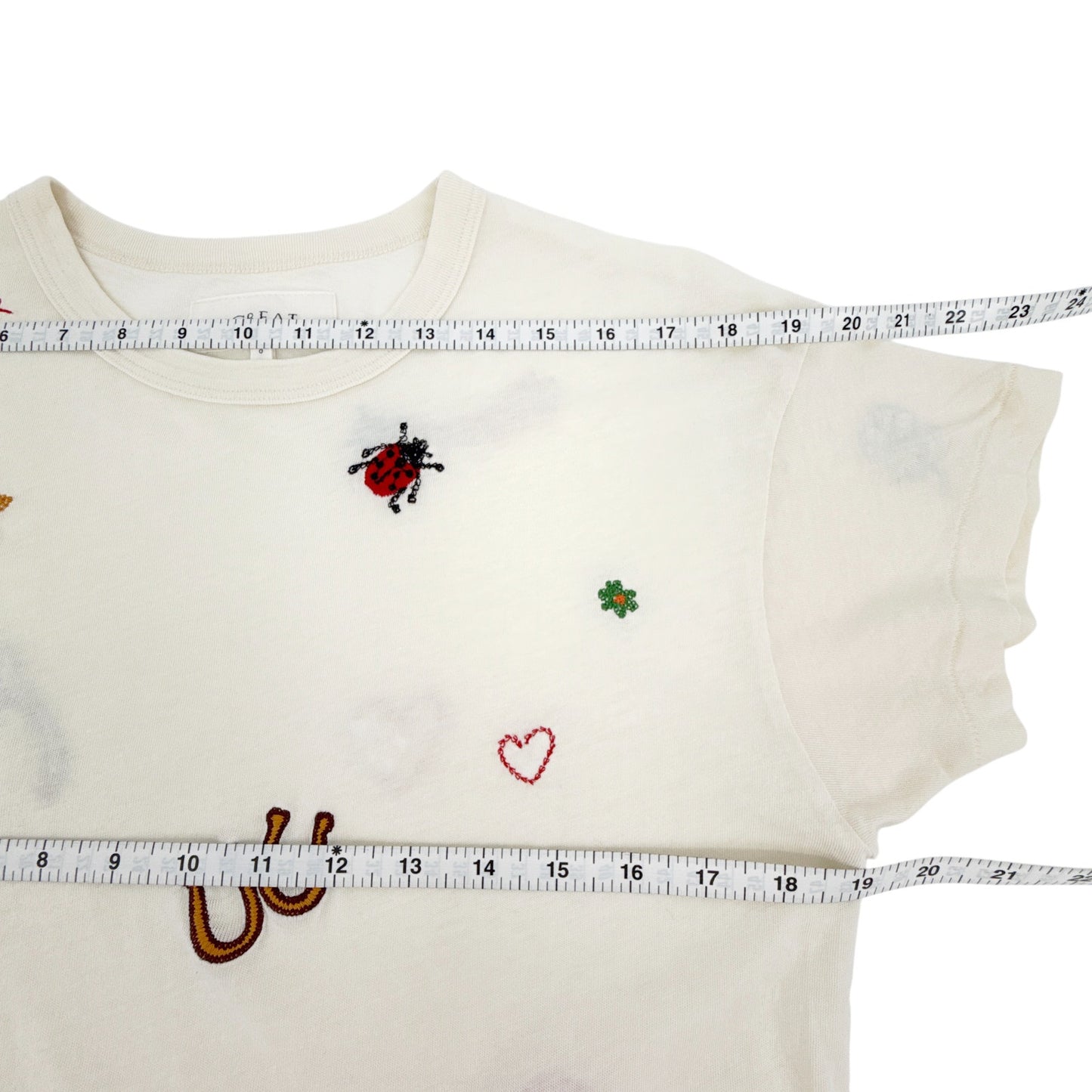 THE GREAT. The Boxy Crew with Charm Embroidery 0|XS