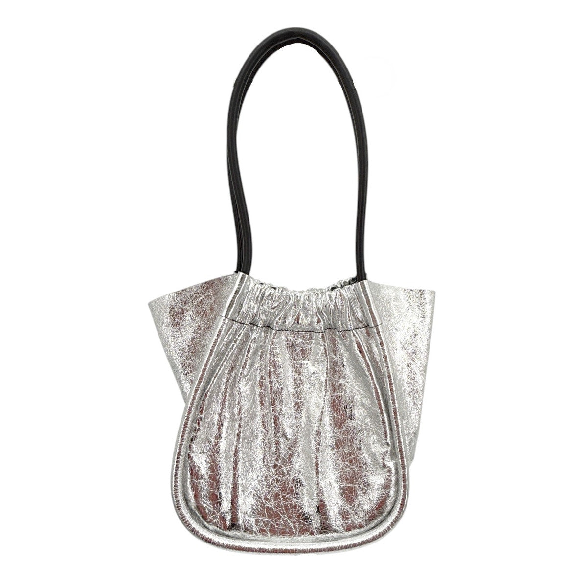 PROENZA SCHOULER Large Ruched Tote in Metallic Crinkled Leather