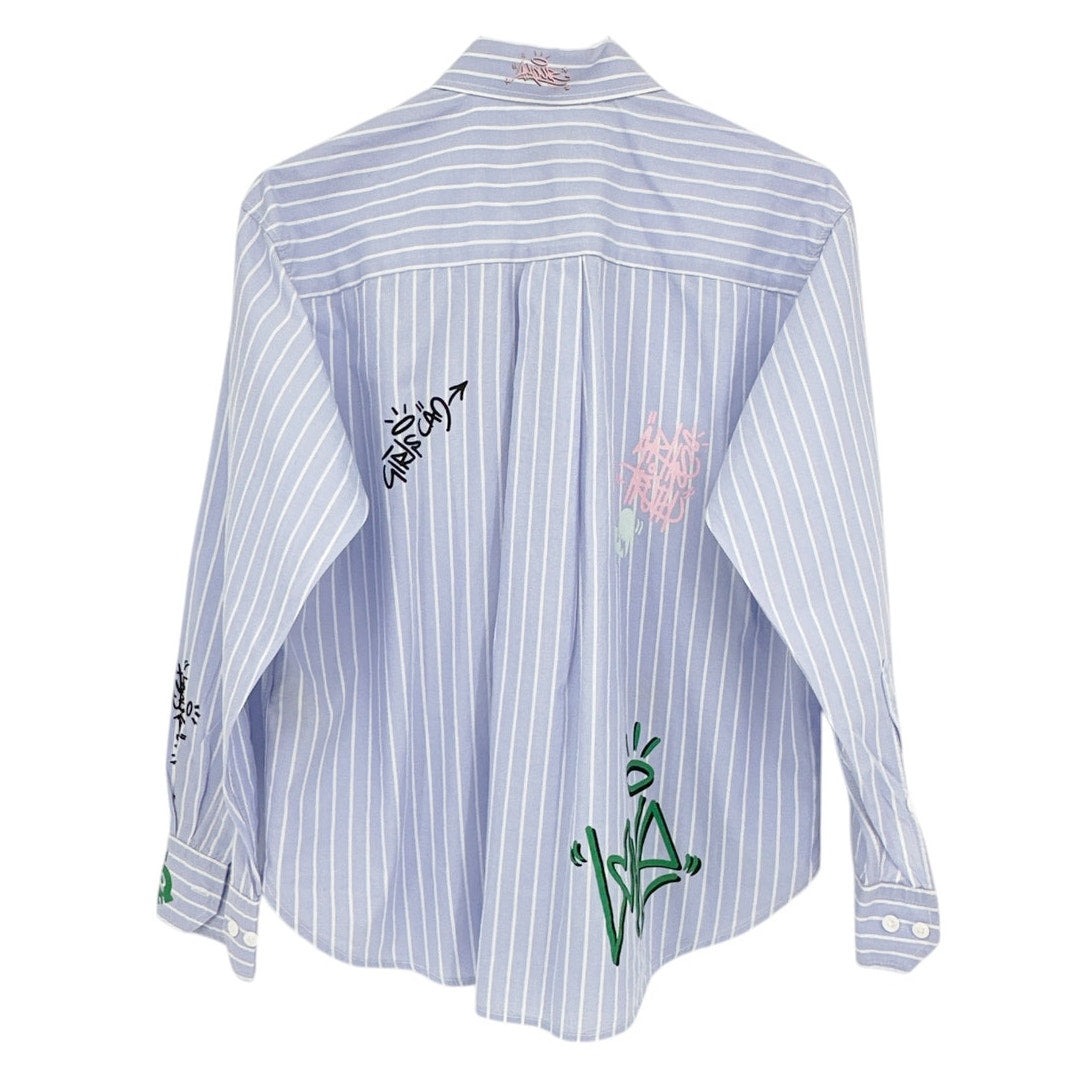 ZADIG & VOLTAIRE Tais Raye Tag Stripe Cotton Graphic Shirt S