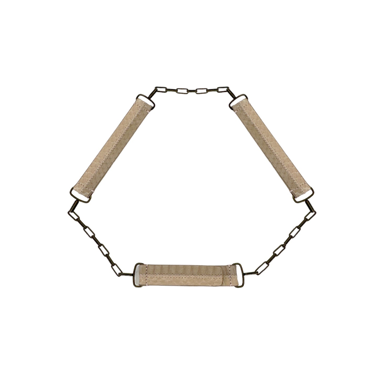 CAROLINA HERRERA Snakeskin & Leather Chain Belt In Latte S