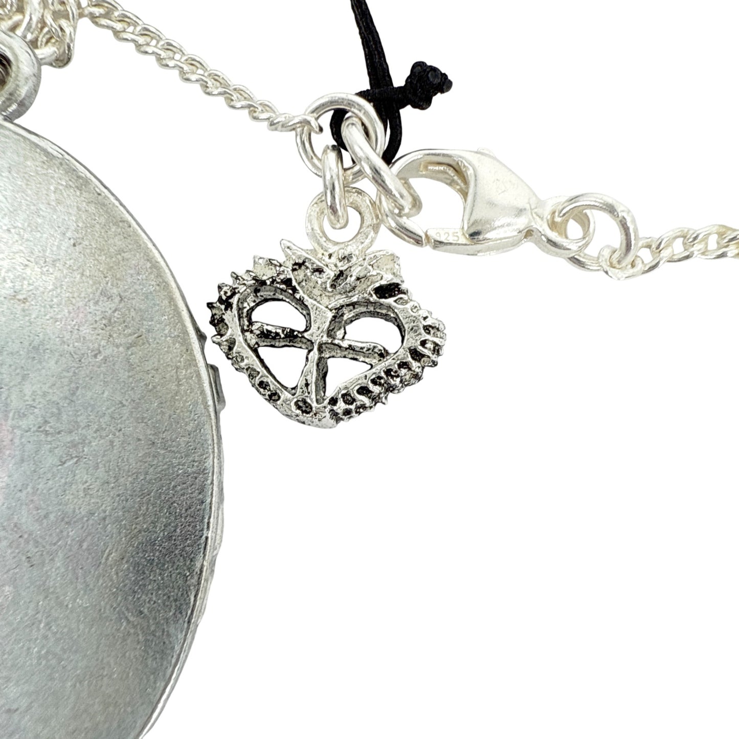 VIRGINS SAINTS & ANGELS VSA Disco Virgin Charm Necklace Silver & Black Diamond