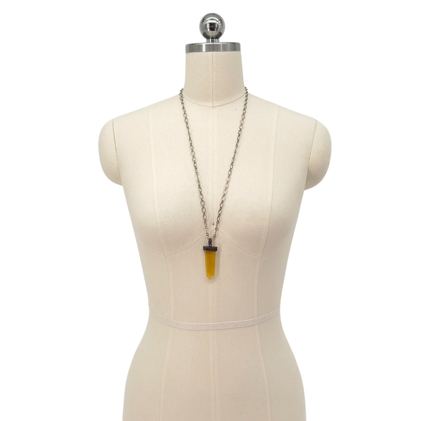 JULIE ZANCANELLI Diamond Pave Yellow Arrow Pendant