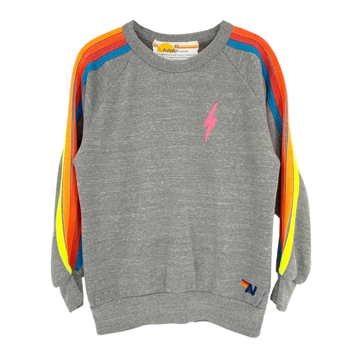 AVIATOR NATION Bolt Classic 5 Stripe Neon Sweatshirt XS