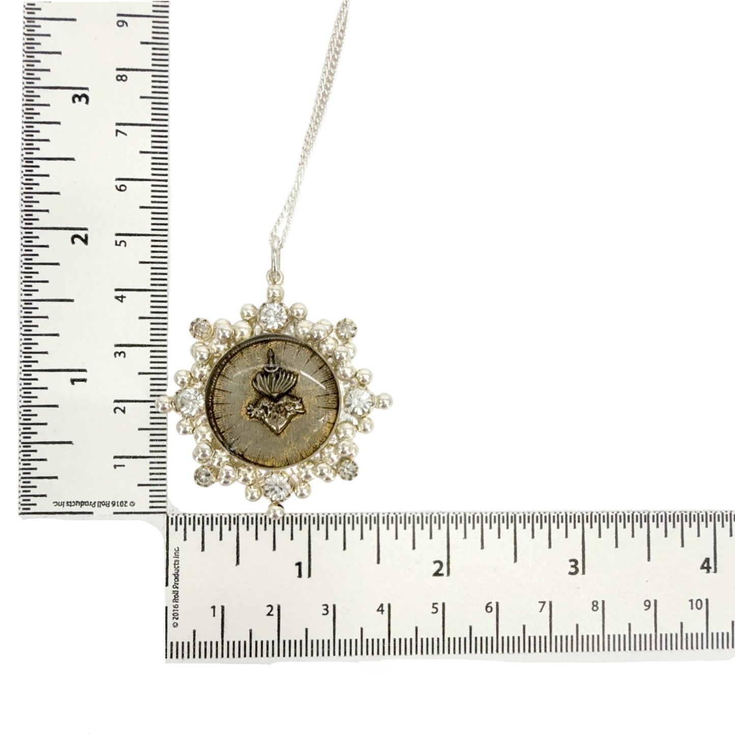 VIRGINS SAINTS & ANGELS VSA Cloister Sacred Heart Charm Necklace in Silver