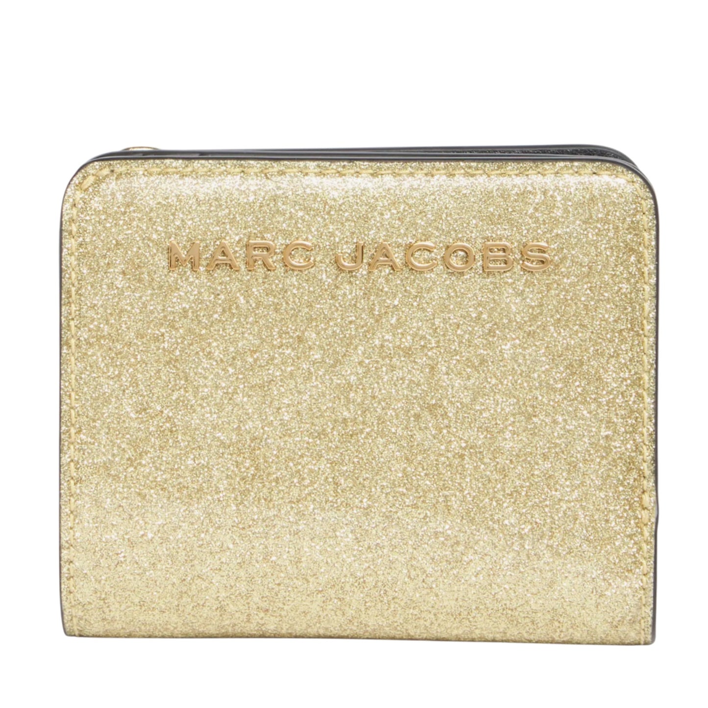 MARC JACOBS Mini Glitter Compact Wallet in Gold