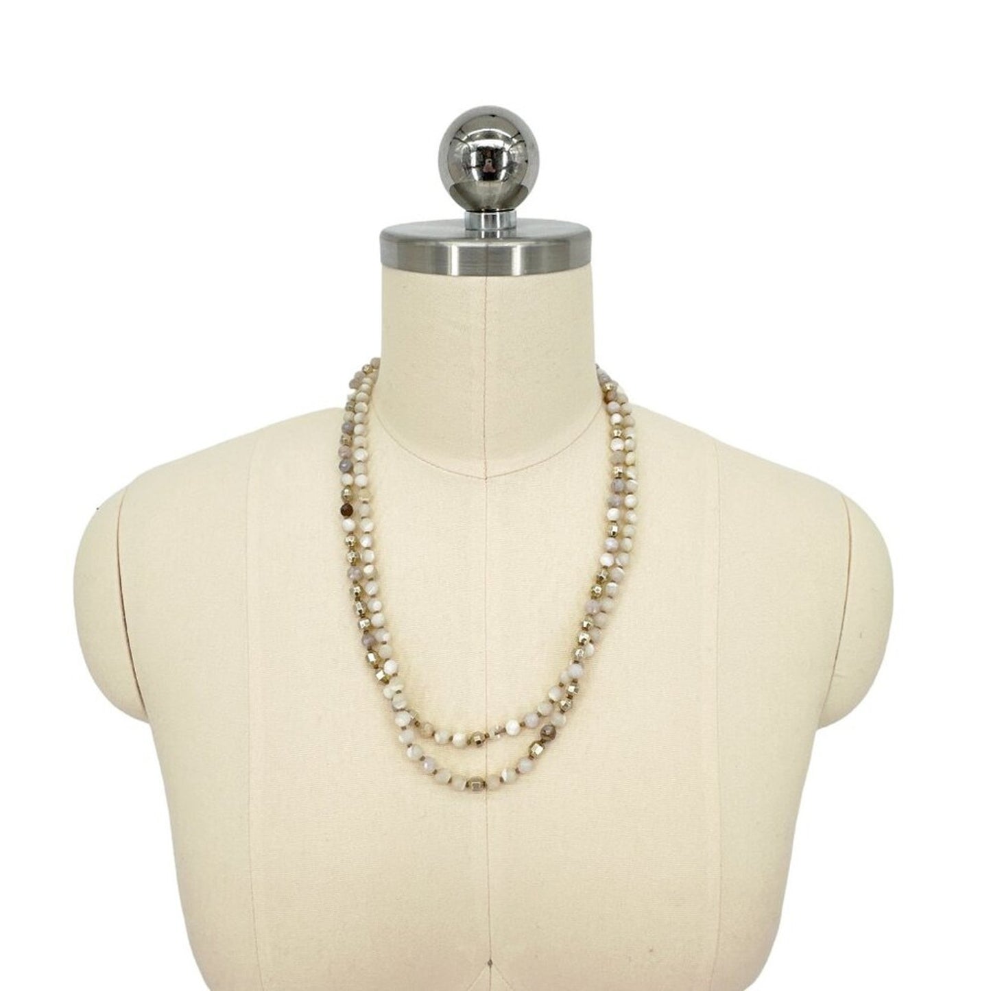 CHAN LUU Semi-Precious Necklace or Wrap Bracelet in White & Gold
