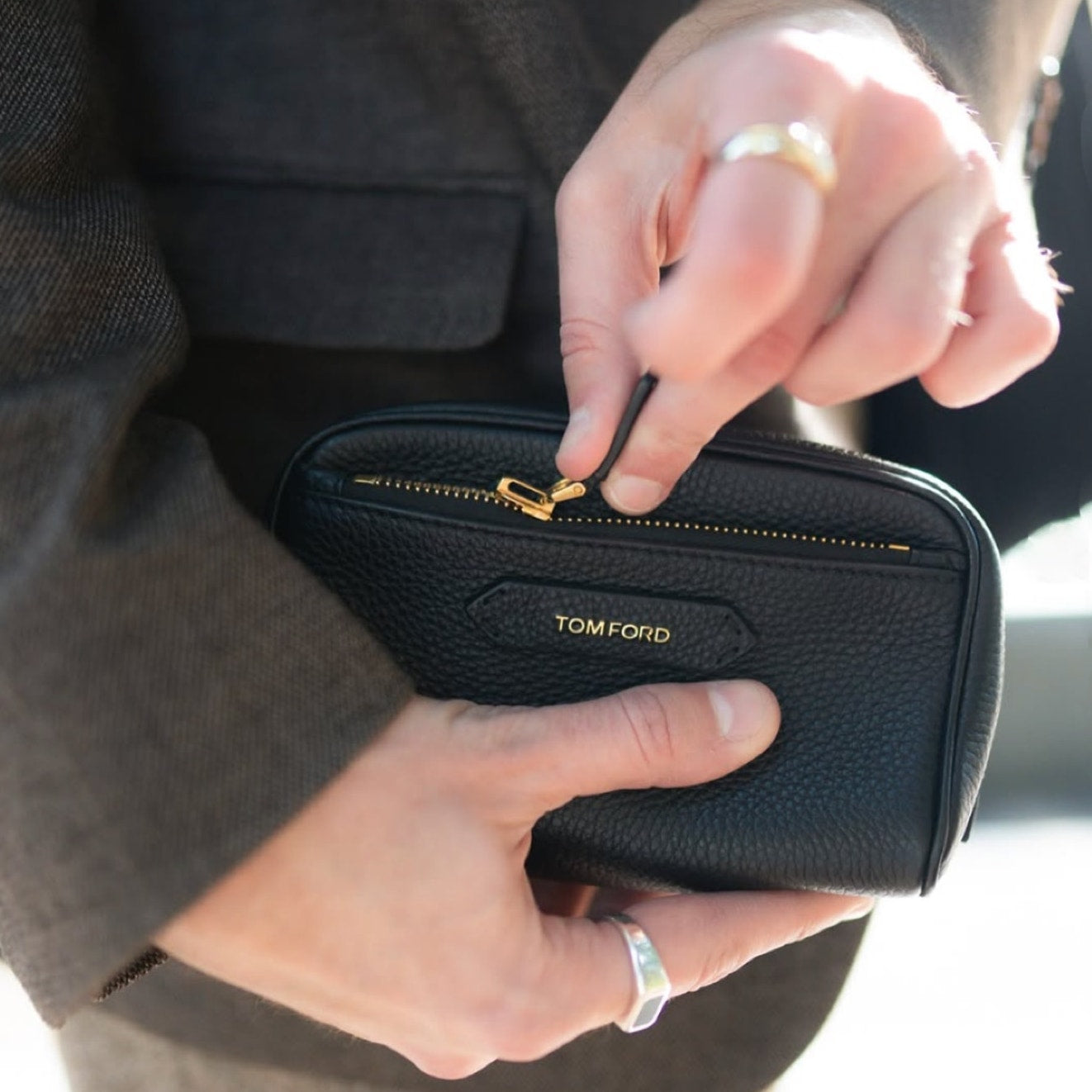 TOM FORD Grained Leather Small Cosmetics Case