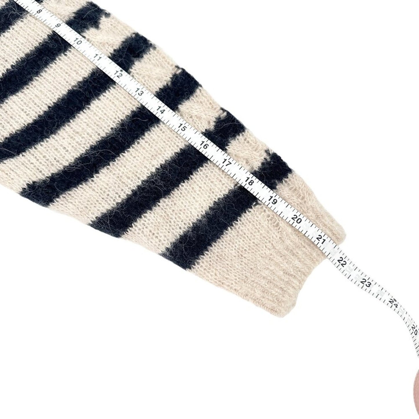 RAG & BONE Mia Striped Wool Alpaca Cable Sweater M