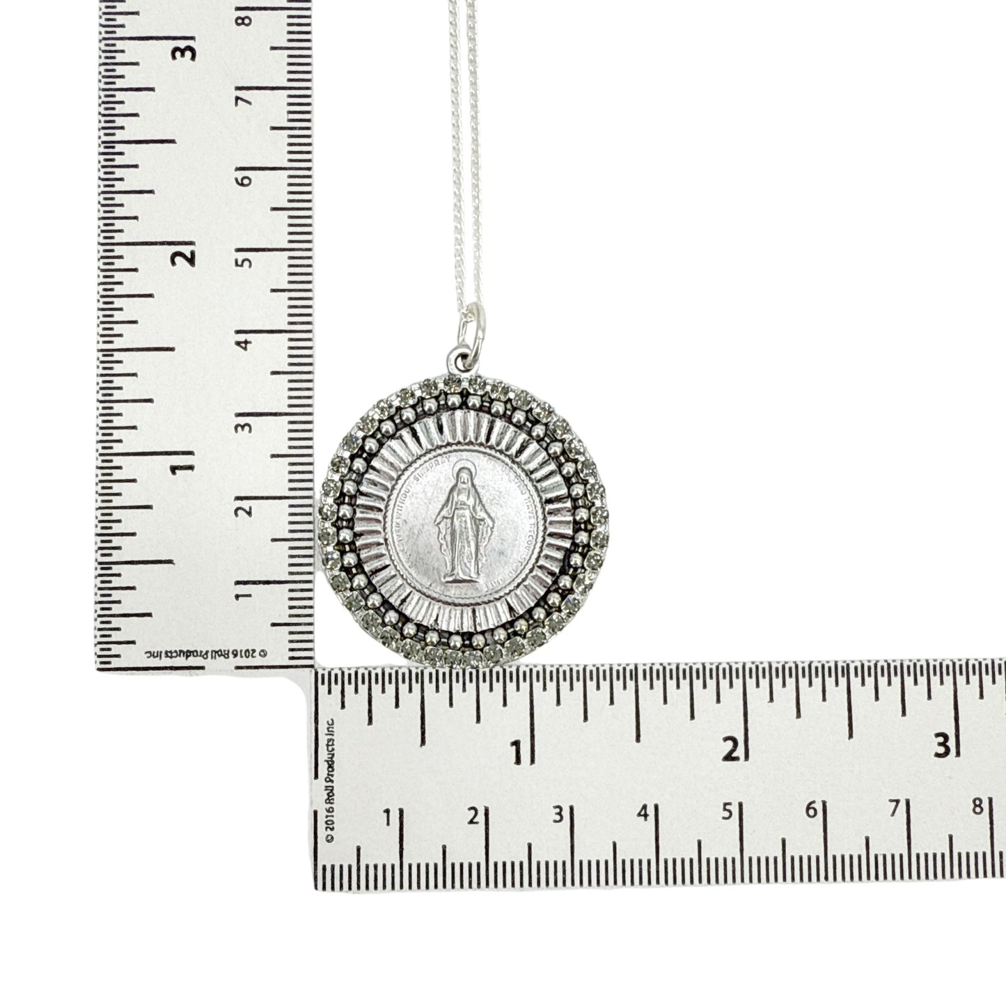VIRGINS SAINTS & ANGELS VSA Disco Virgin Charm Necklace Silver & Black Diamond