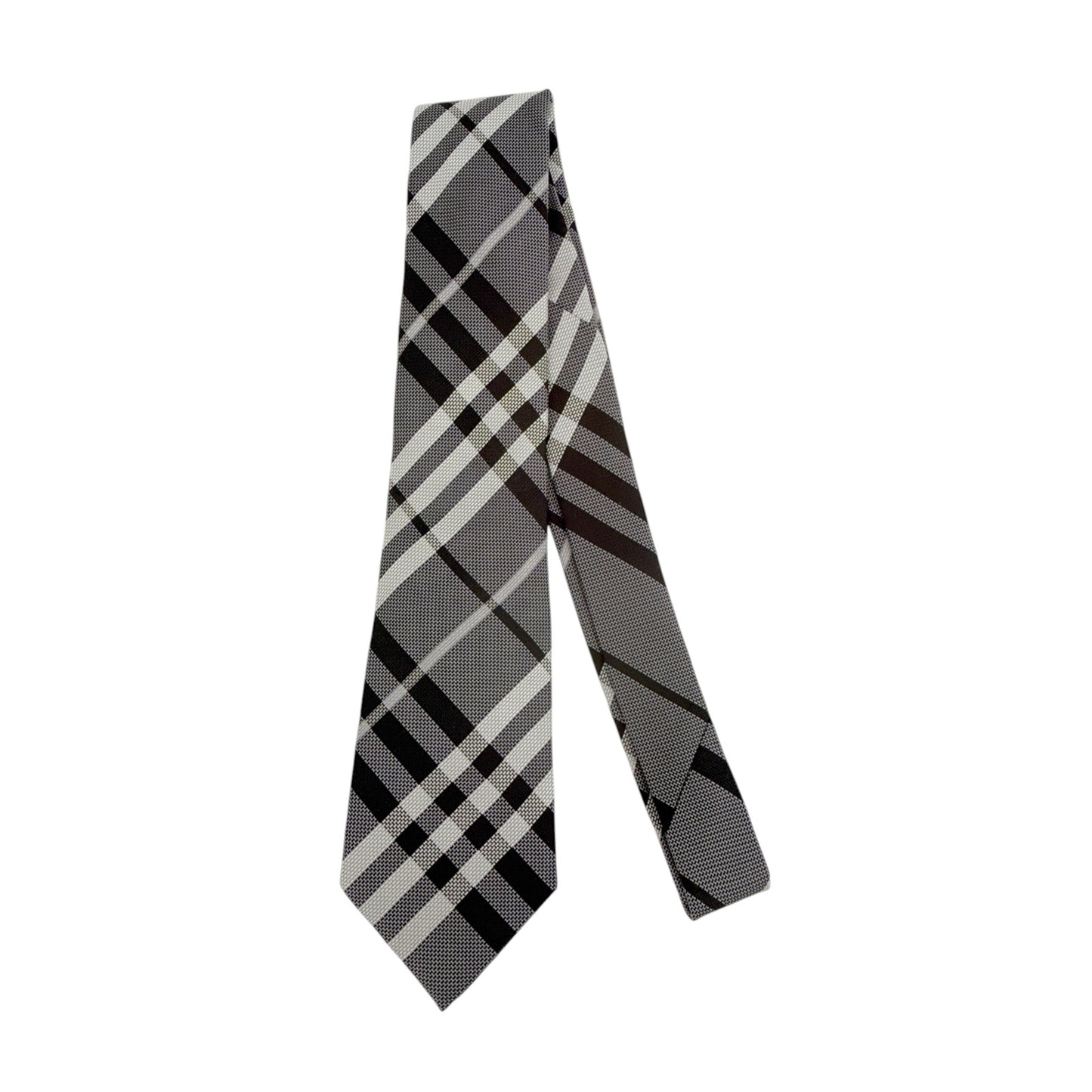 BURBERRY Manston Exploded Check Silk Tie in Charcoal