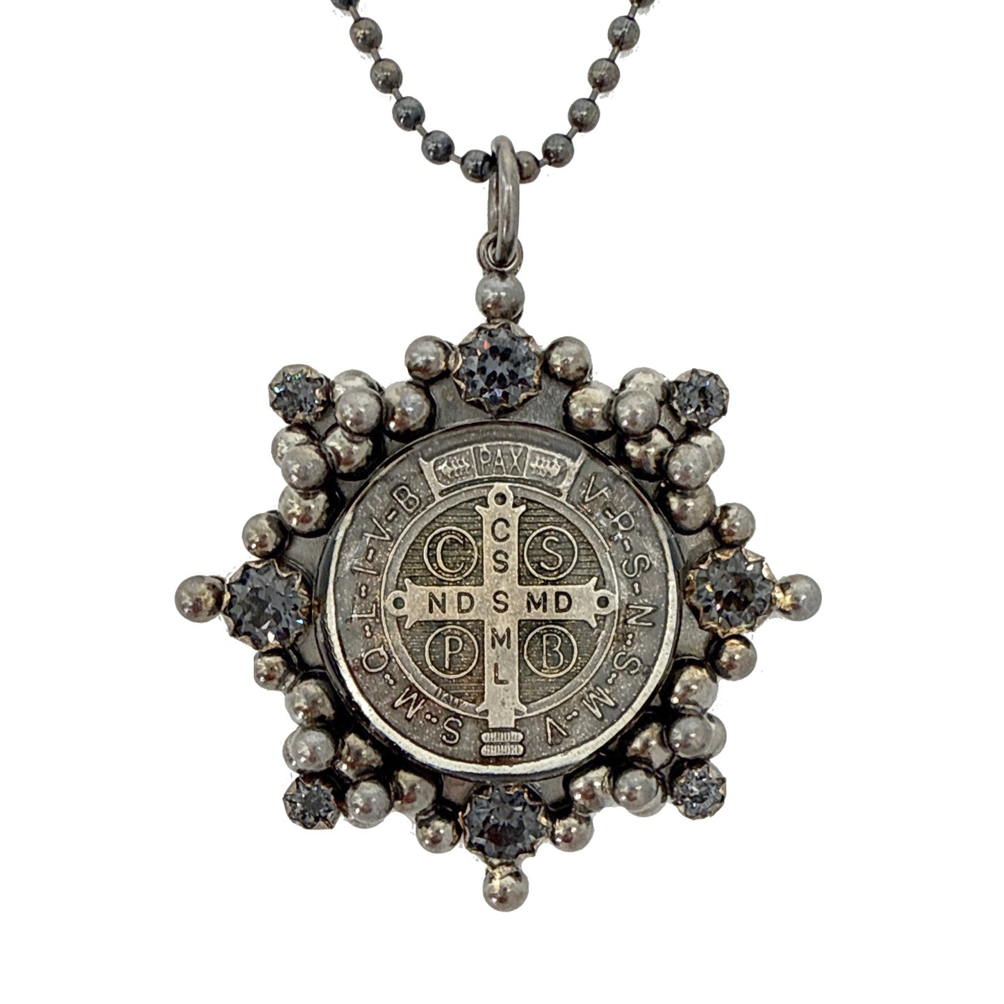 VIRGINS SAINTS & ANGELS VSA Cloister San Benito Charm Necklace in Gunmetal