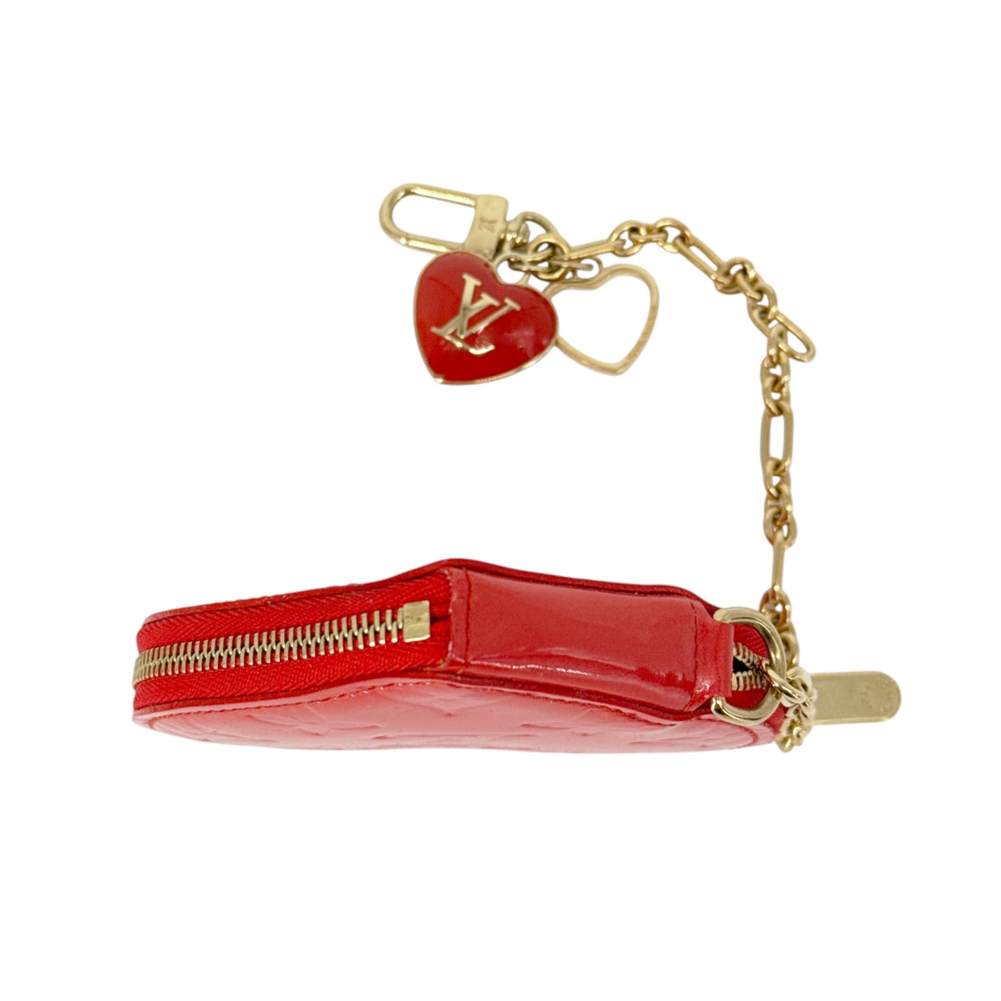 LOUIS VUITTON Vernis Heart Coin Purse Orange Sunset