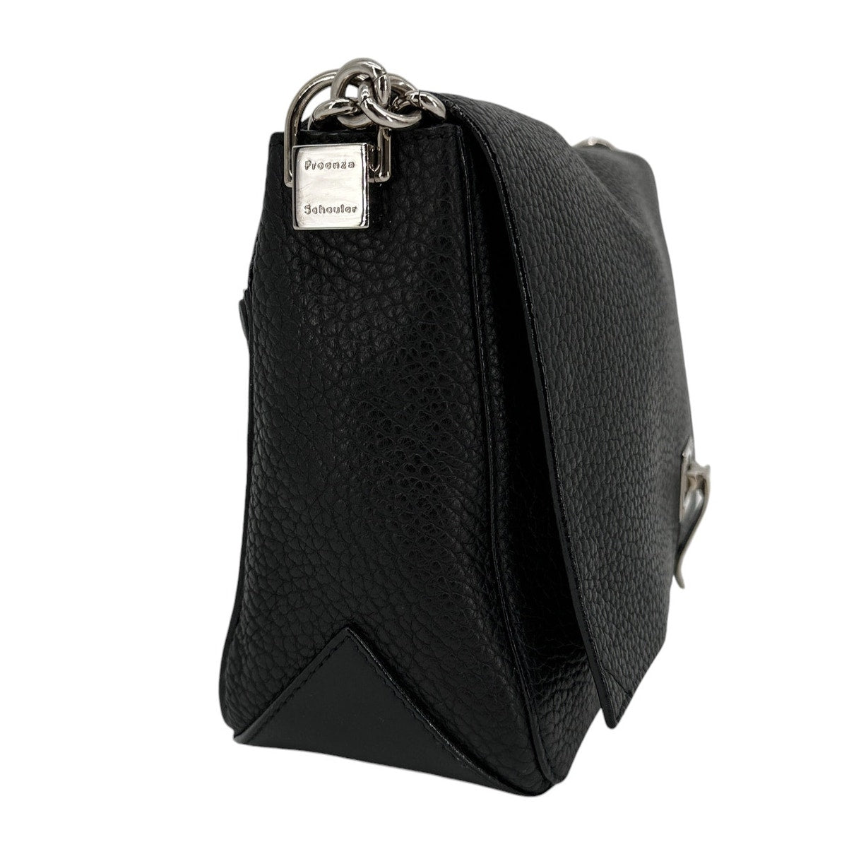 PROENZA SCHOULER PS Courier Two-Tone Chain Bag in Black Pebbled Leather