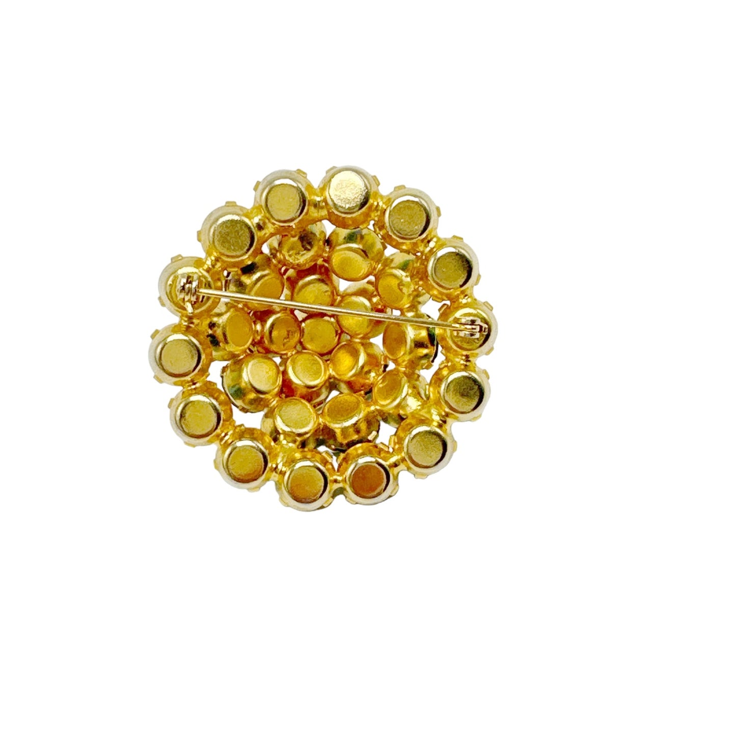 BROOCH Vintage Green Rhinestone Dome