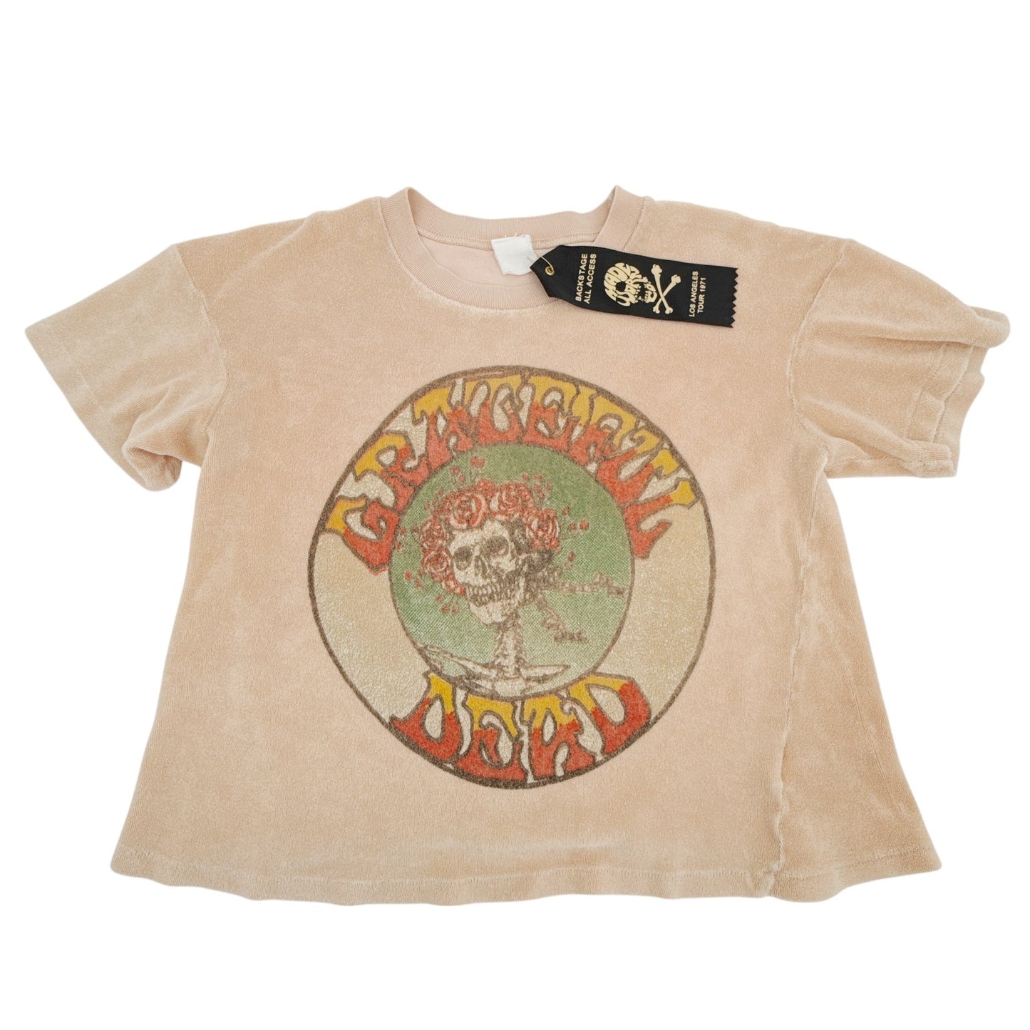 MADEWORN Grateful Dead Terrycloth Crop Tee in Peach Fuzz L