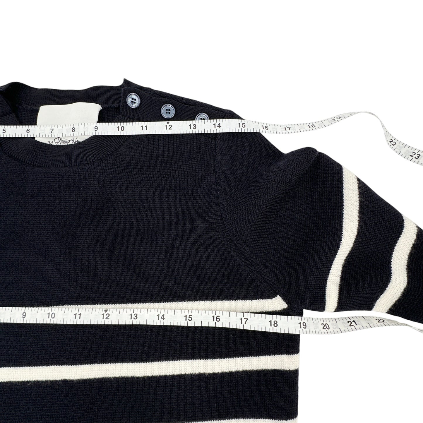 3.1 PHILLIP LIM Sailor Stripe Lace Cuff Sweater S