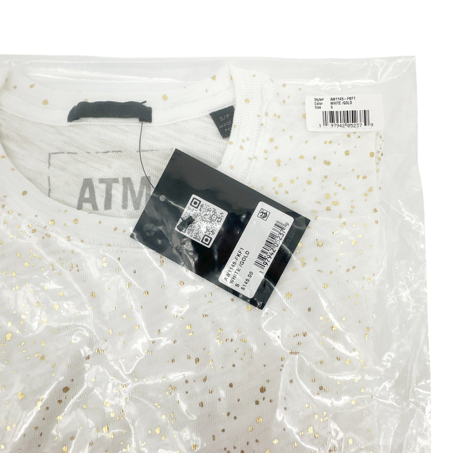 ATM Slub Jersey with Foil Schoolboy Short Sleeve Crew Neck Tee S