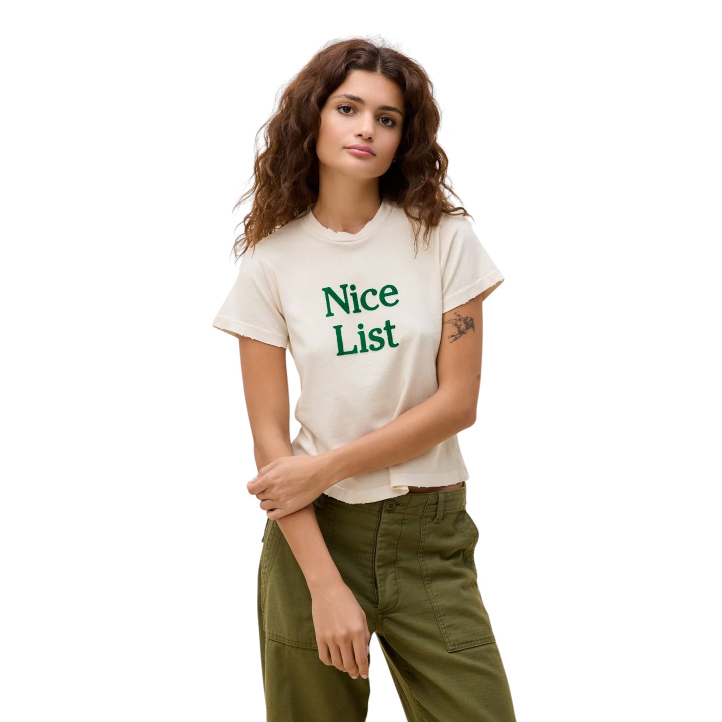 DAYDREAMER Nice List Vintage Tee in Dirty White L