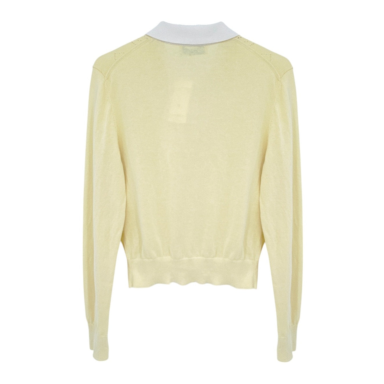 TORY BURCH Heart Pointelle Wool Collar Sweater in Sweet Butter L