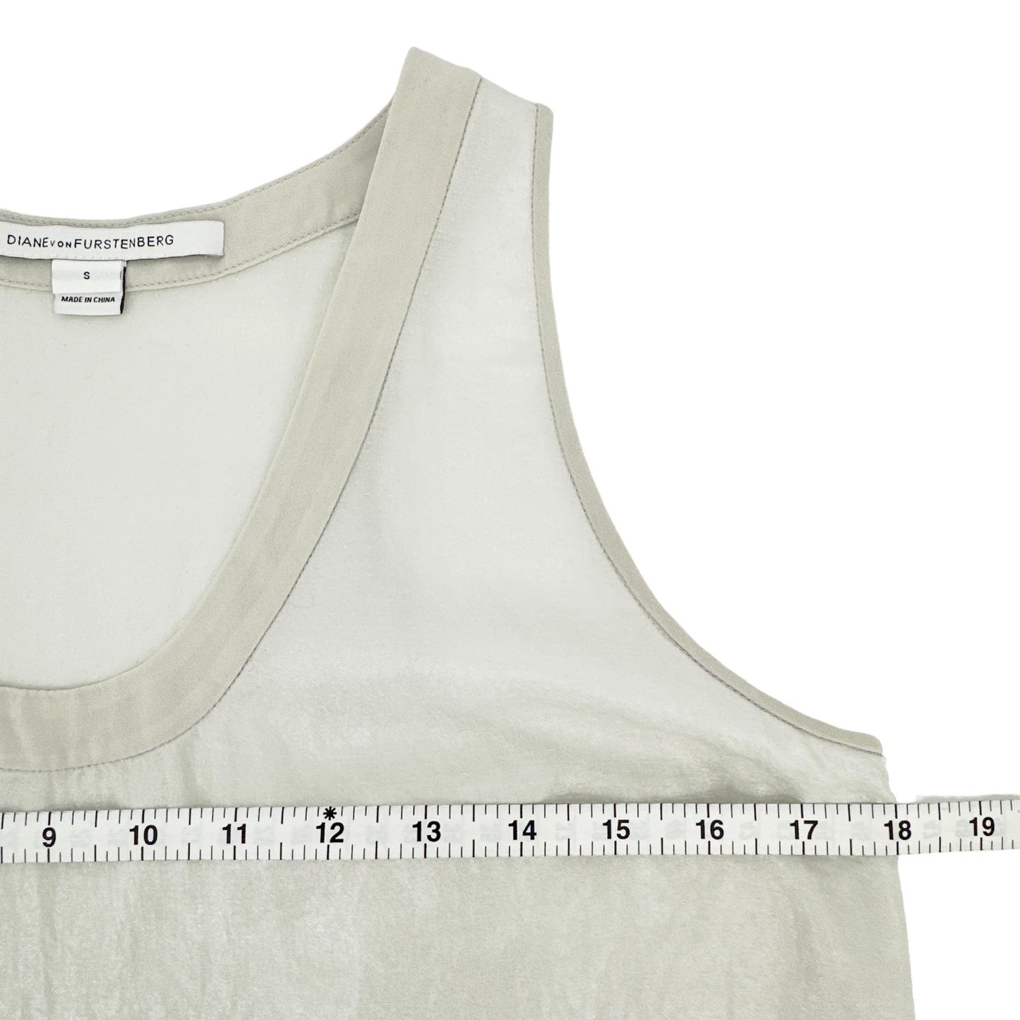 DIANE von FURSTENBERG DVF Emilia Crushed Metallic Tank in Silver S