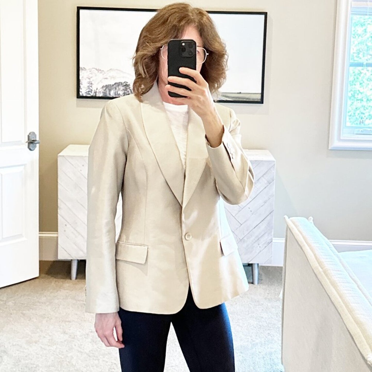 CAROLINA HERRERA Wool Silk Blend Shawl Lapel Jacket Blazer 10|L