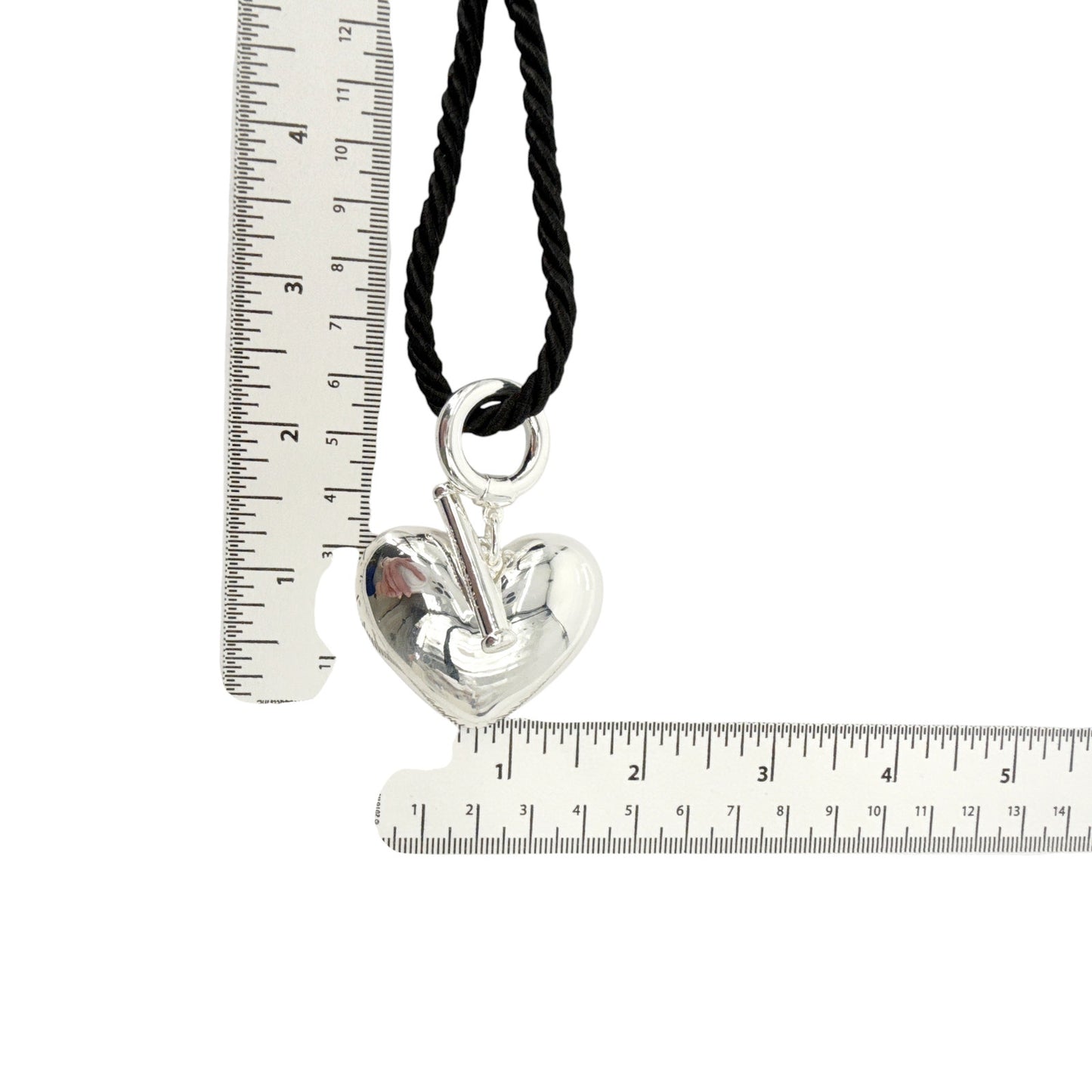 TIMELESS PEARLY Black Cord Necklace with Silver Heart