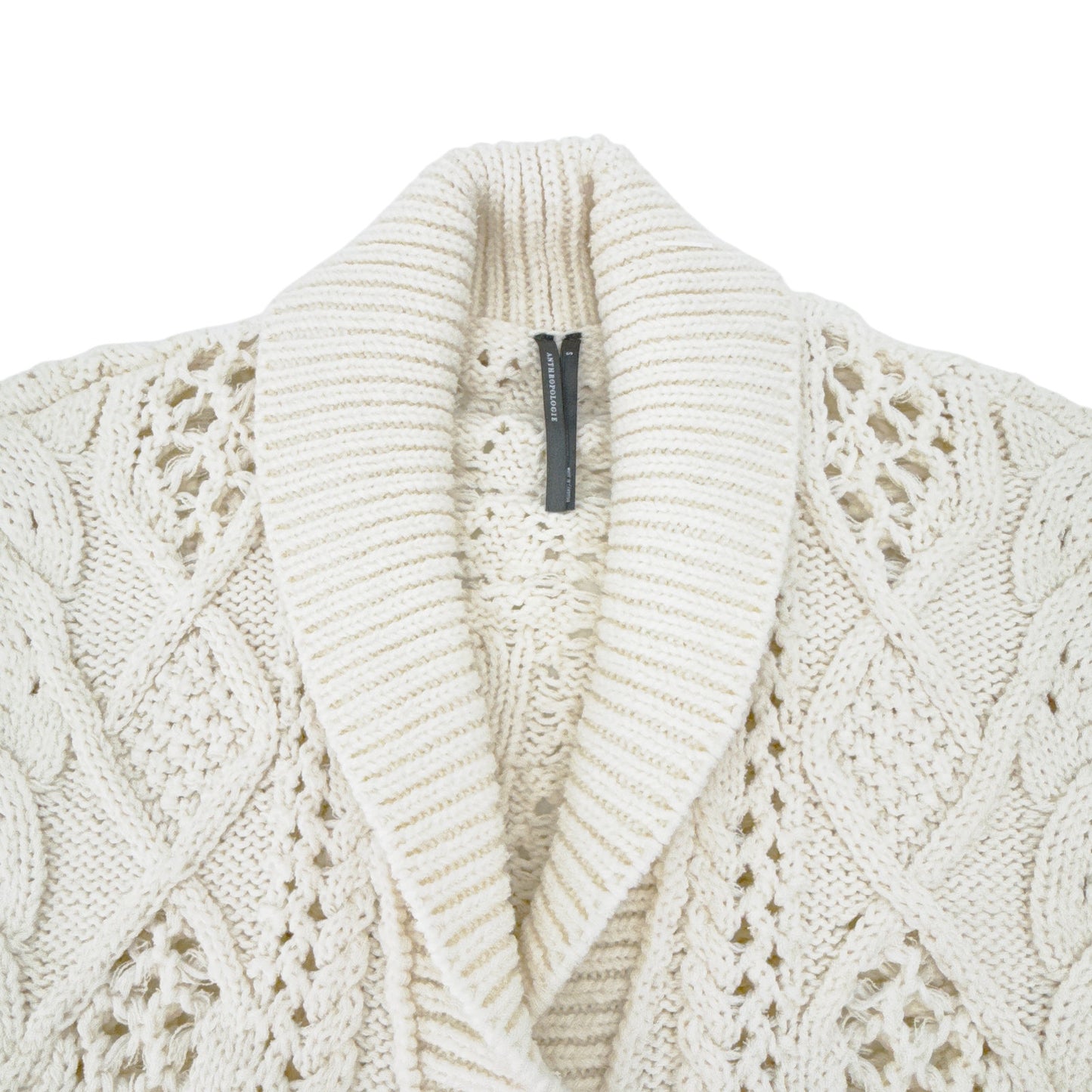 ANTHROPOLOGIE Balloon-Sleeve Twofer Cable-Knit Cardigan Sweater S