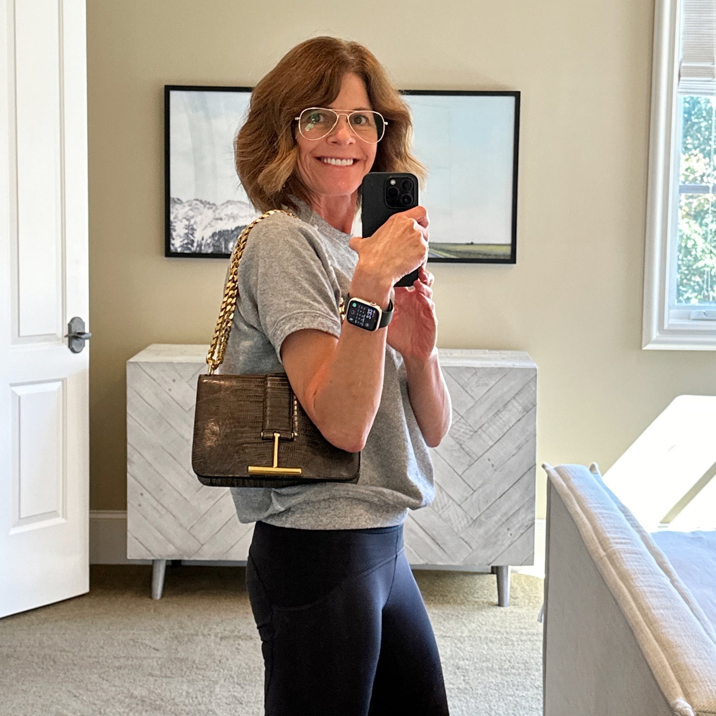 TOM FORD Tara Chain Tejus Lizard Shoulder Bag