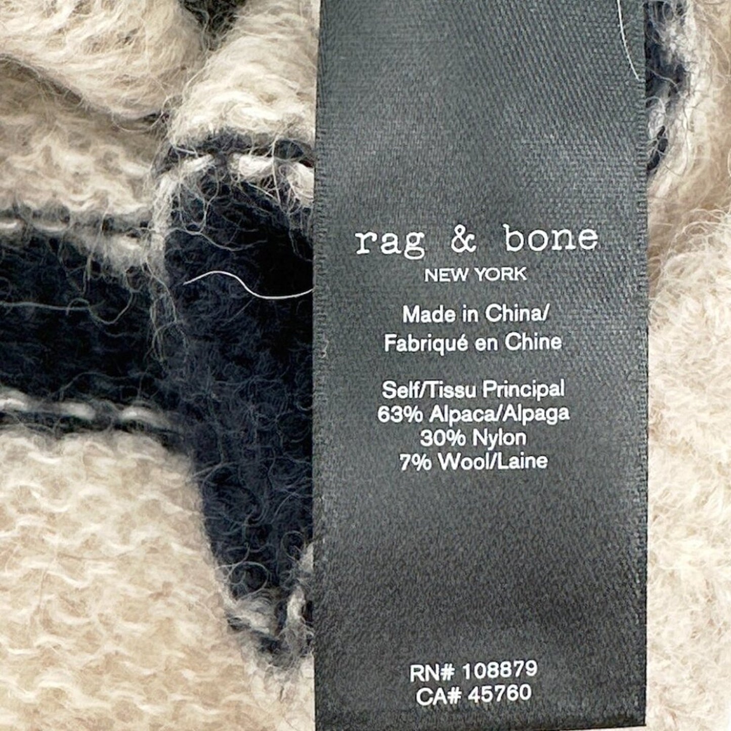 RAG & BONE Mia Striped Wool Alpaca Cable Sweater M