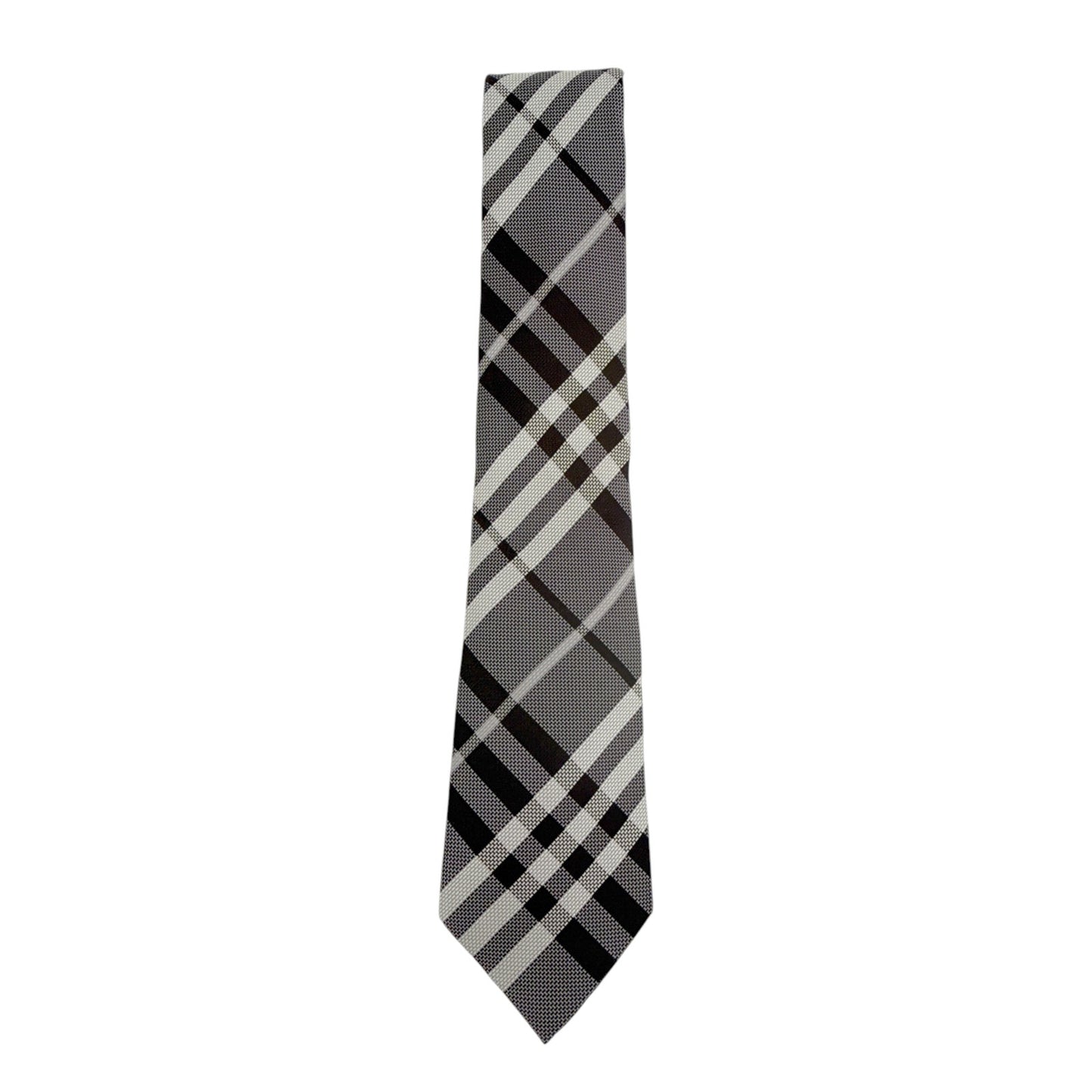 BURBERRY Manston Exploded Check Silk Tie in Charcoal